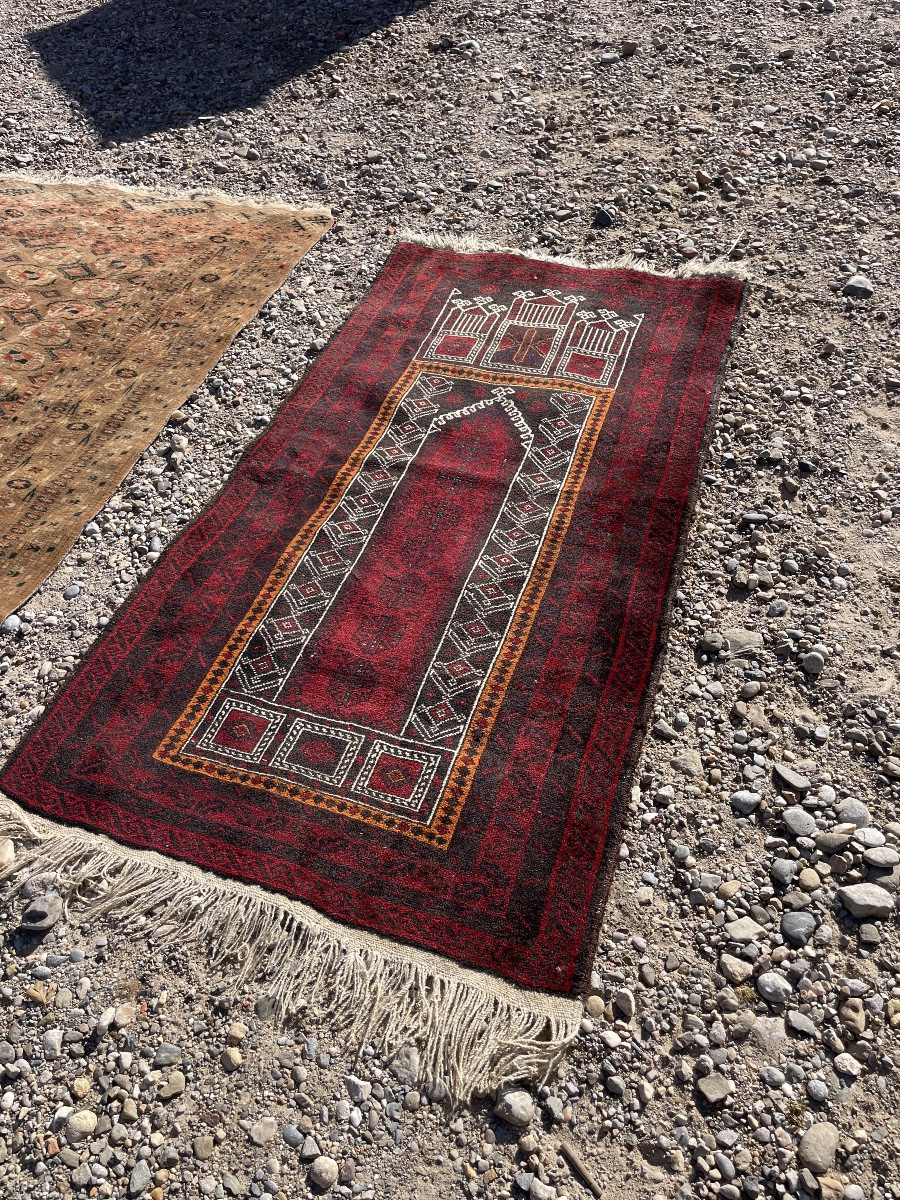 Tapis de prière d orient en laine travail afghan 20em siècle -photo-6