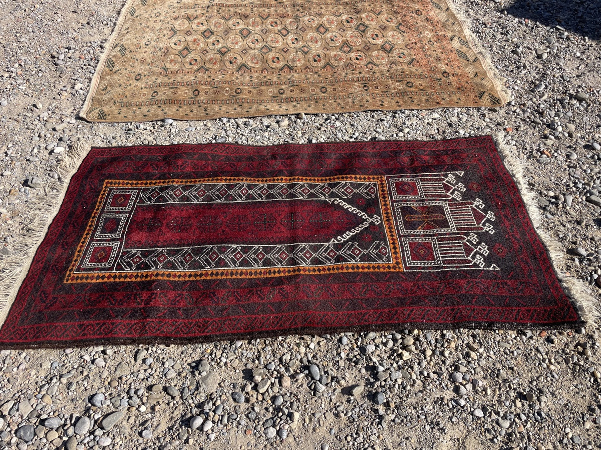 Tapis de prière d orient en laine travail afghan 20em siècle -photo-7