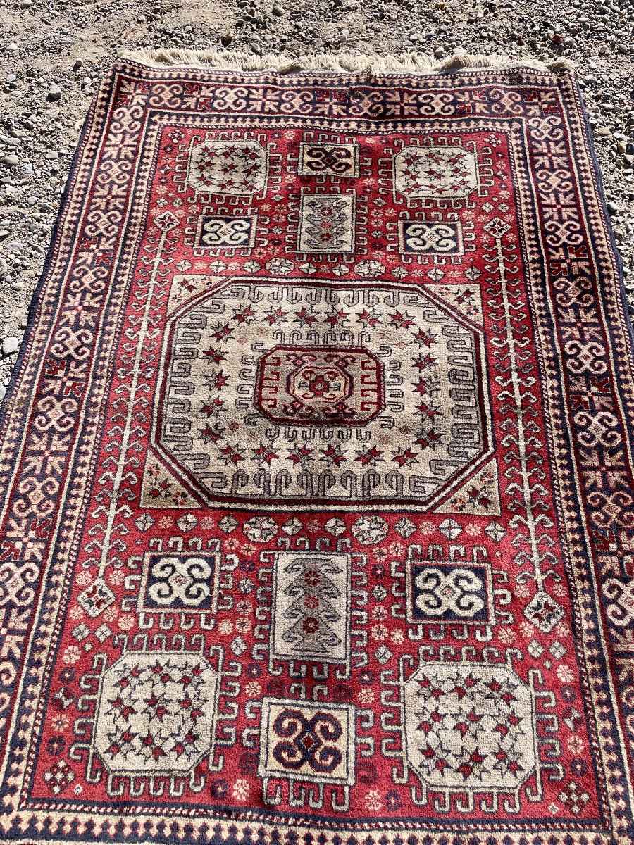 Tapis caucasien de type kazak à décor géométrique XXem siècle -photo-3