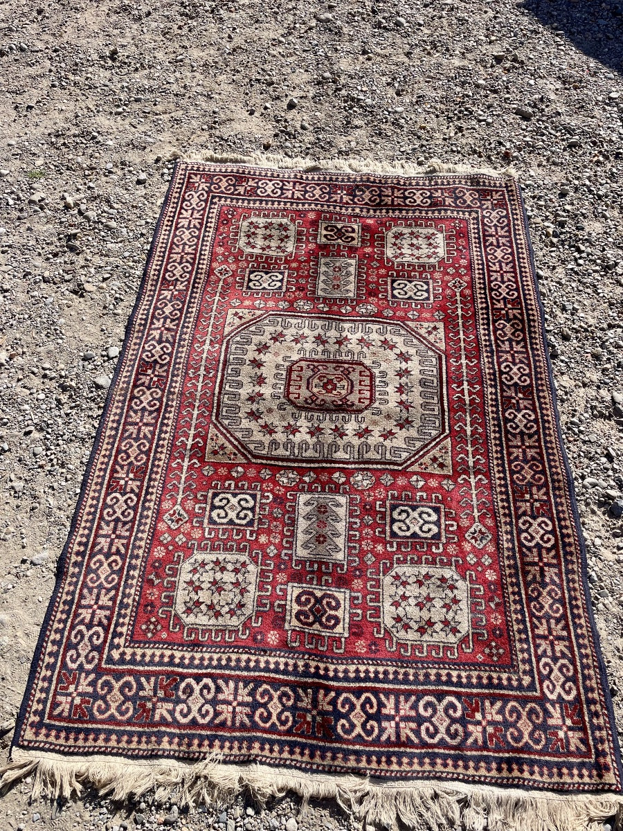 Tapis caucasien de type kazak à décor géométrique XXem siècle -photo-3