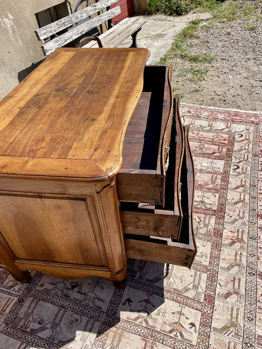 Commode,,, galbé,, Louis XV, en noyer d’époque XVIIIem siècle -photo-4