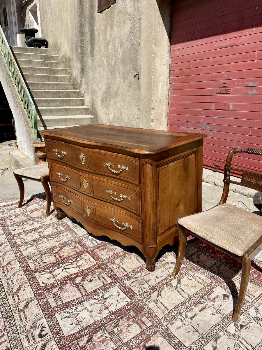 Commode,,, galbé,, Louis XV, en noyer d’époque XVIIIem siècle -photo-3