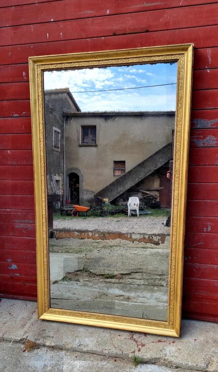 Large Louis XVI Period Gilded Wood Mantel Mirror-photo-2