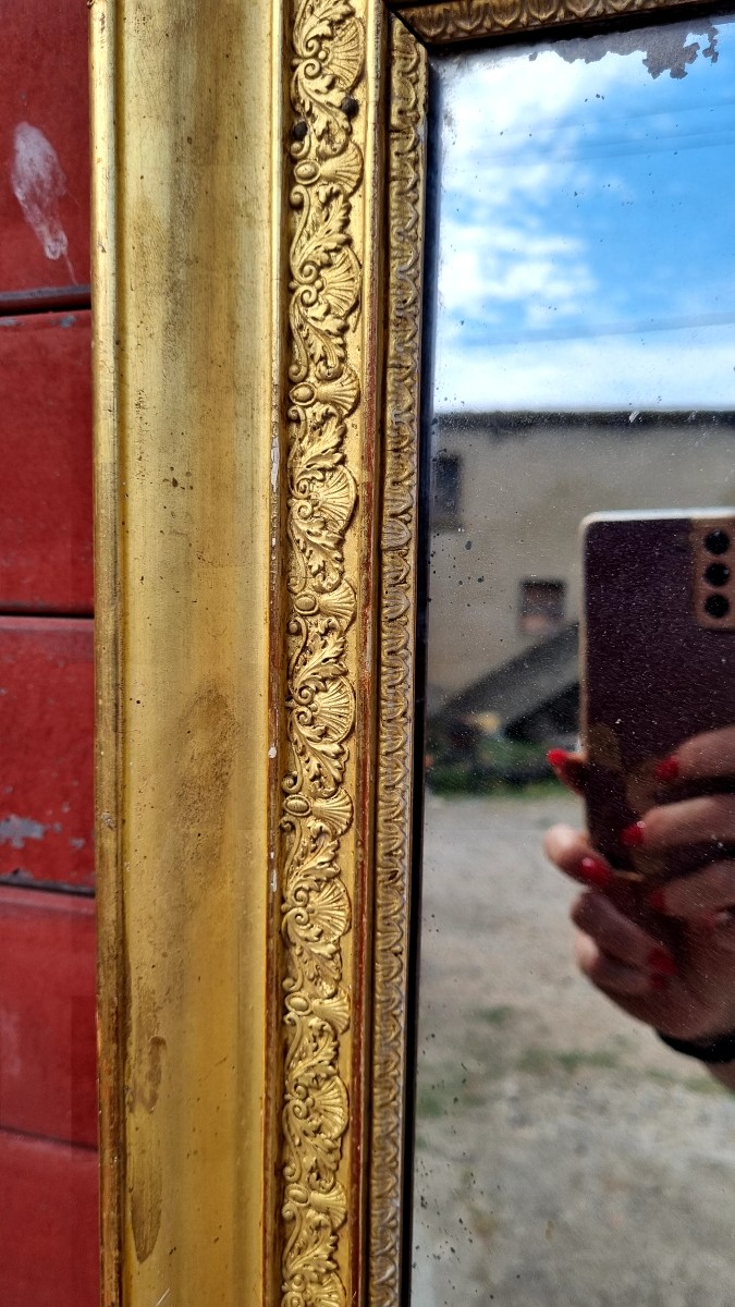 Large Louis XVI Period Gilded Wood Mantel Mirror-photo-2