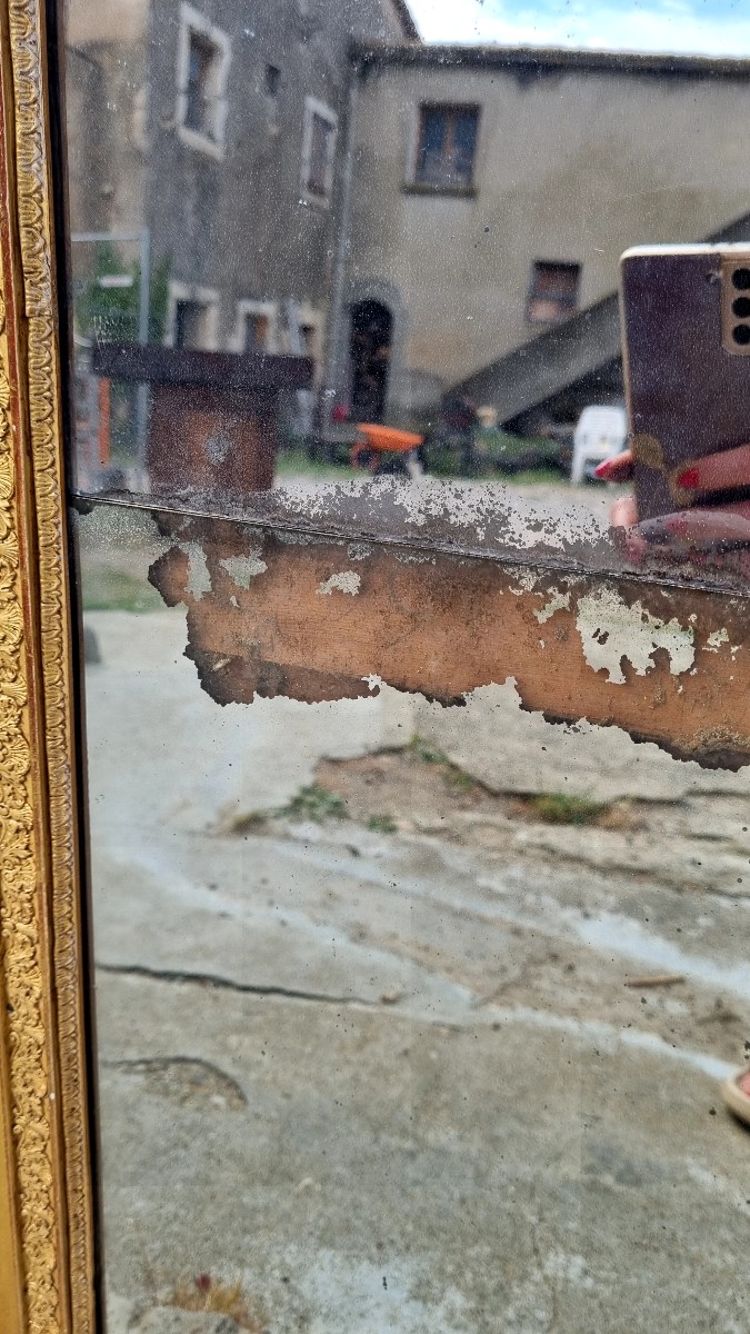 Large Louis XVI Period Gilded Wood Mantel Mirror-photo-3