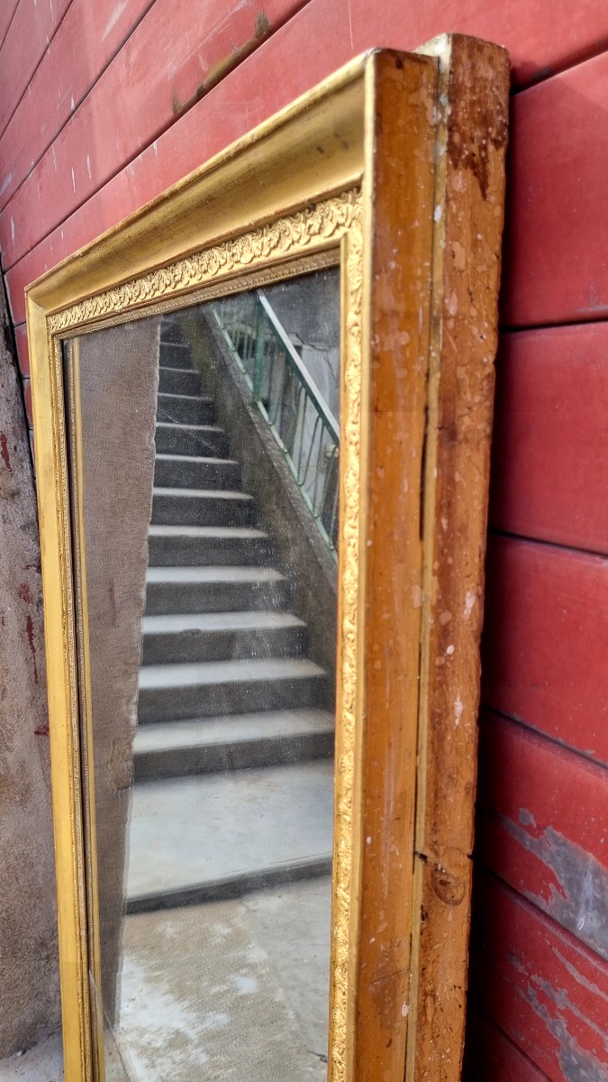 Large Louis XVI Period Gilded Wood Mantel Mirror-photo-4
