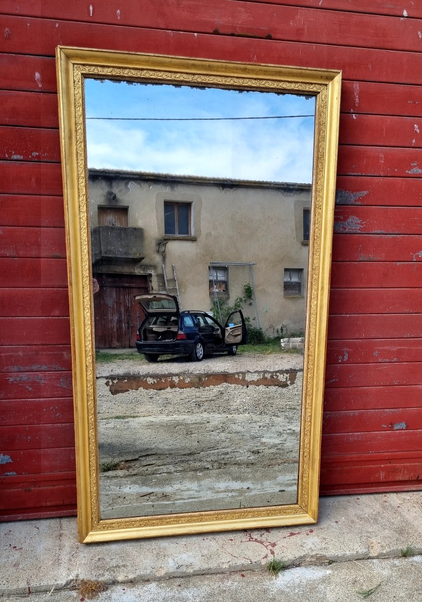 Large Louis XVI Period Gilded Wood Mantel Mirror