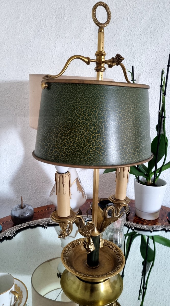 Empire Style Bouillotte Lamp In Bronze, Circa 1930-photo-2