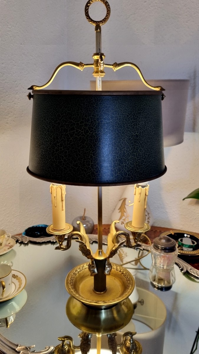Empire Style Bouillotte Lamp In Bronze, Circa 1930-photo-3
