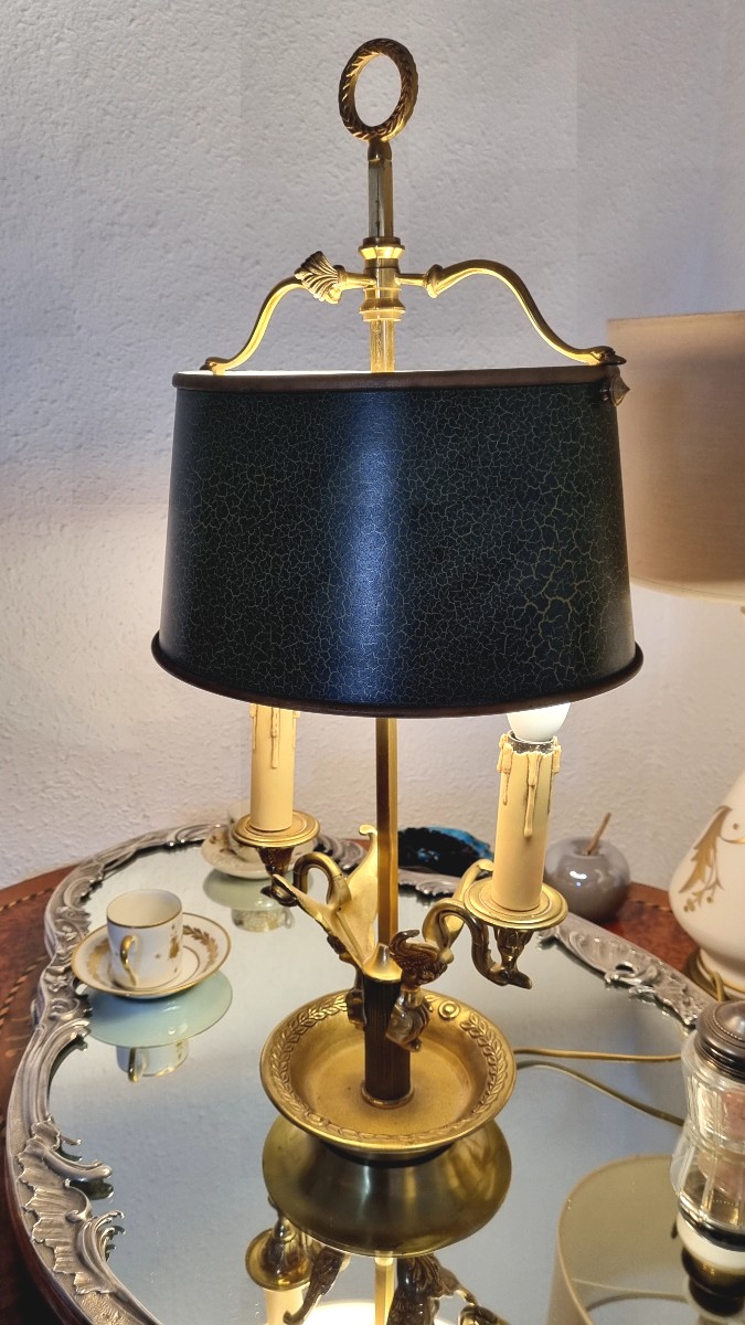 Empire Style Bouillotte Lamp In Bronze, Circa 1930-photo-4