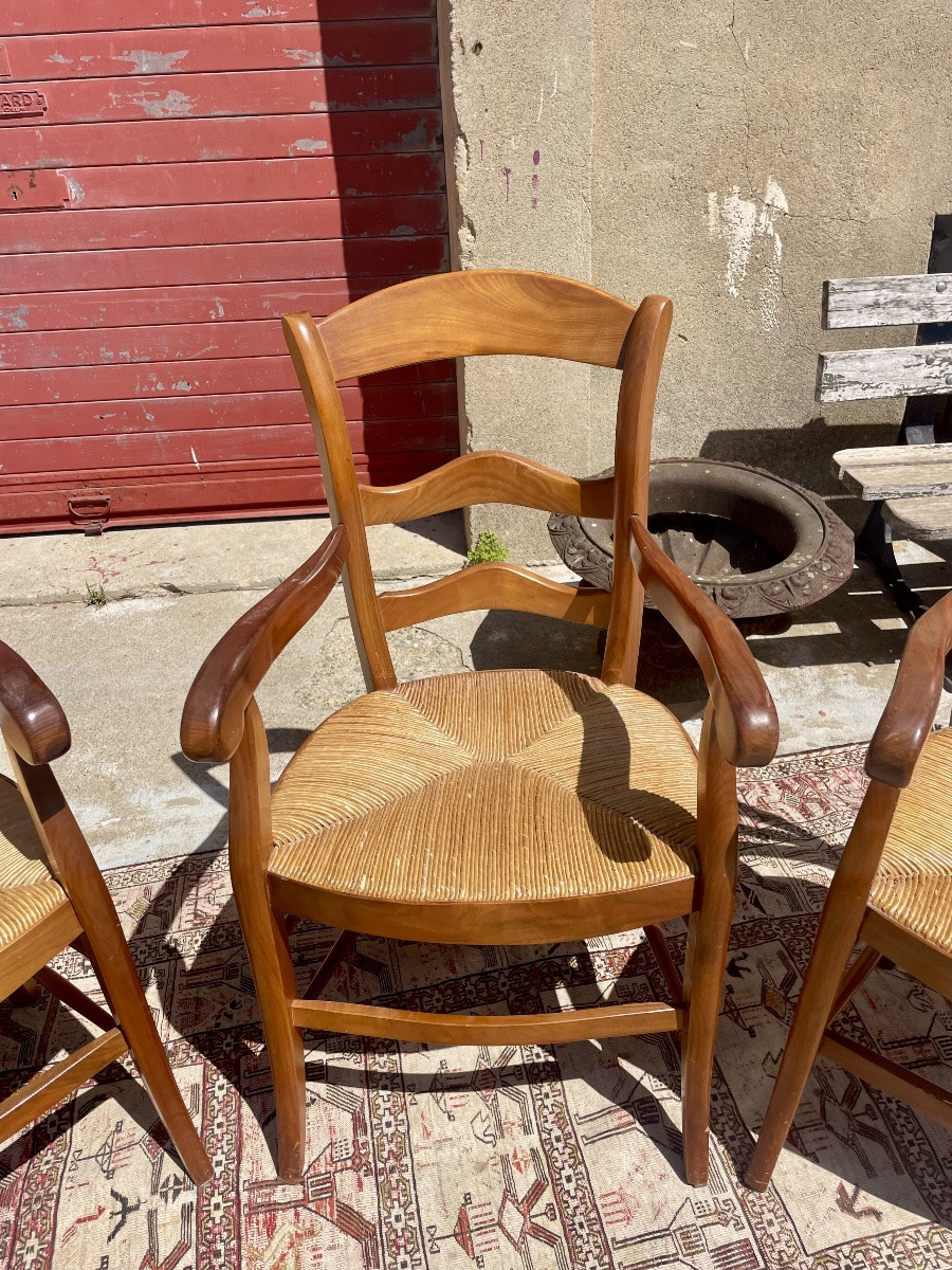 Suite Of Four Louis XV Style Armchairs In Walnut, Circa 1950-photo-1