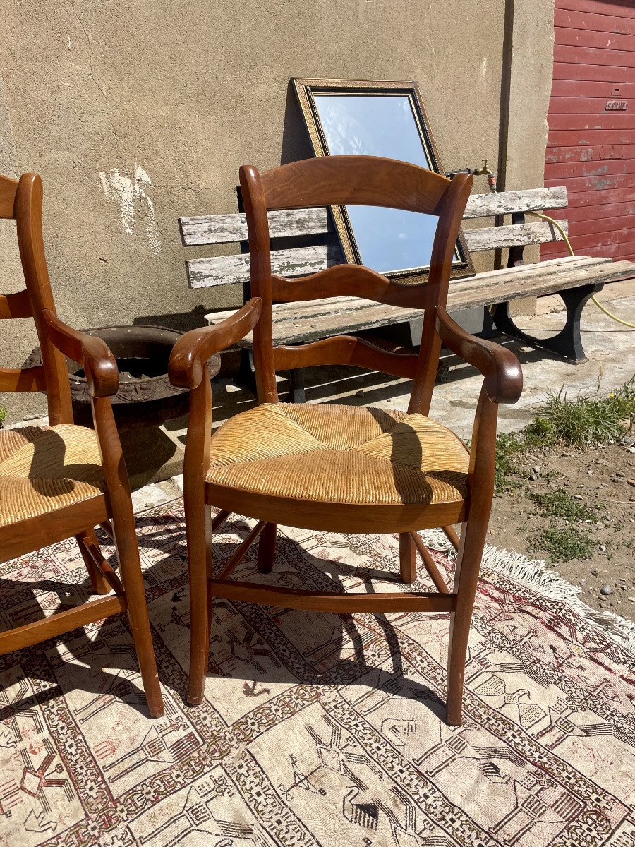Suite Of Four Louis XV Style Armchairs In Walnut, Circa 1950-photo-2