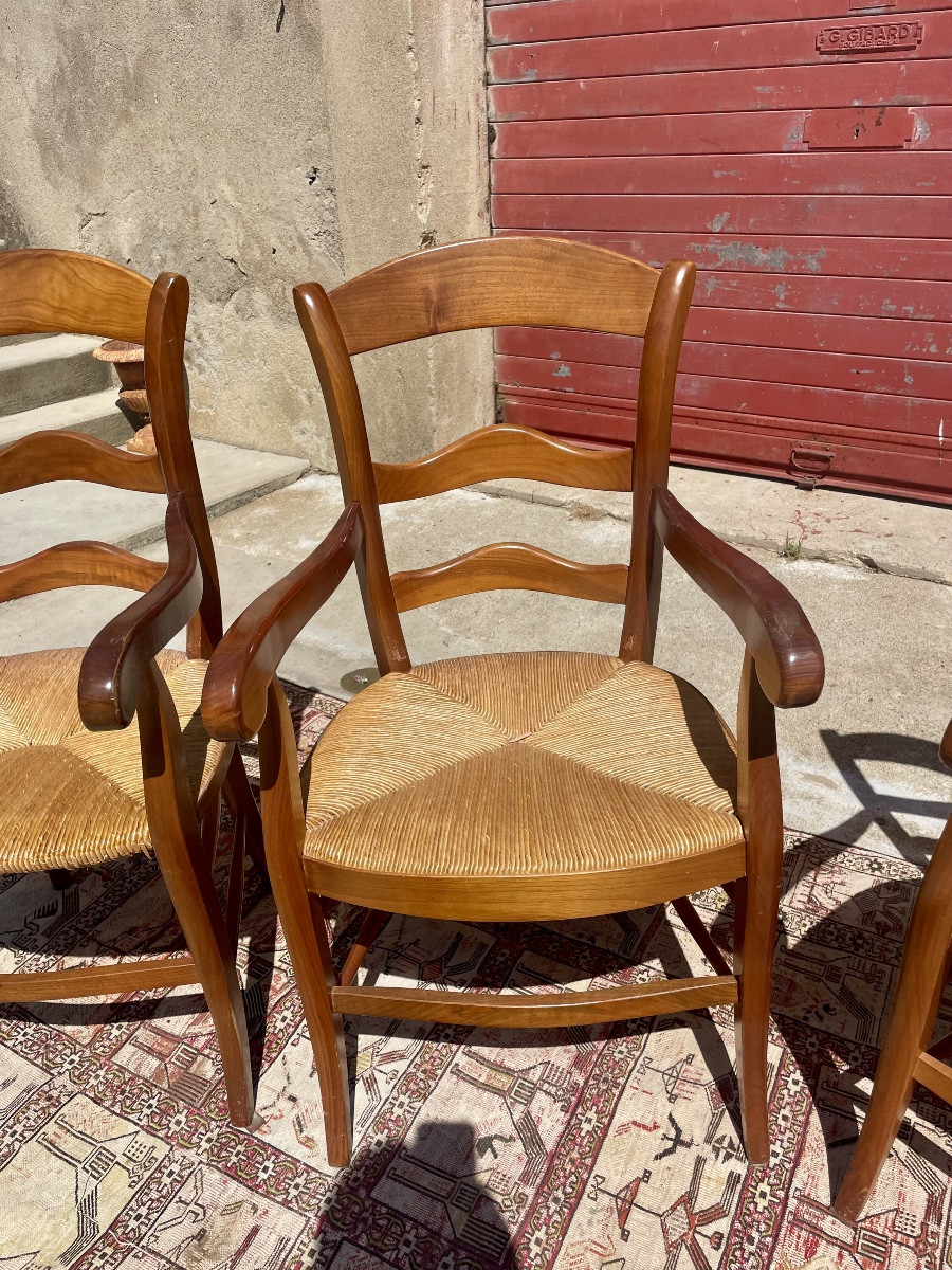 Suite Of Four Louis XV Style Armchairs In Walnut, Circa 1950-photo-3