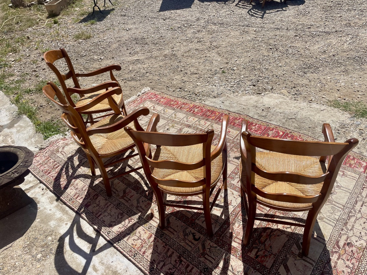 Suite Of Four Louis XV Style Armchairs In Walnut, Circa 1950-photo-4