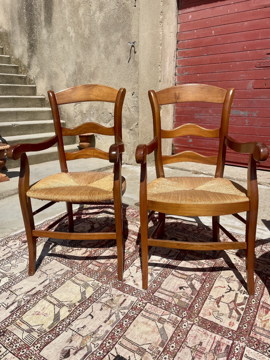 Suite Of Four Louis XV Style Armchairs In Walnut, Circa 1950-photo-5