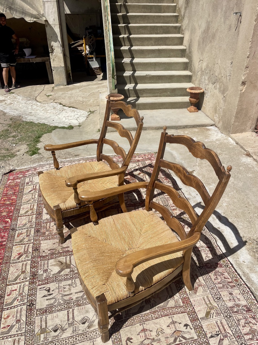 Pair Of Louis XV Period Walnut Armchairs, 1950-photo-3