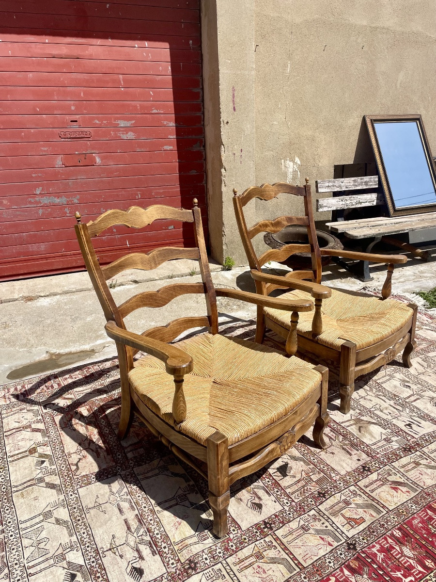 Pair Of Louis XV Period Walnut Armchairs, 1950-photo-1