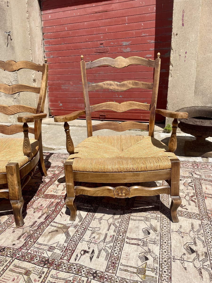 Pair Of Louis XV Period Walnut Armchairs, 1950-photo-2