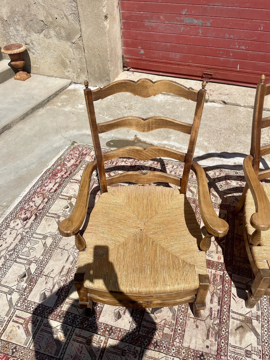 Pair Of Louis XV Period Walnut Armchairs, 1950-photo-5