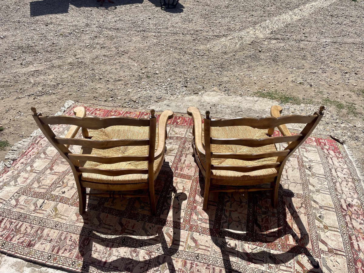 Pair Of Louis XV Period Walnut Armchairs, 1950-photo-6