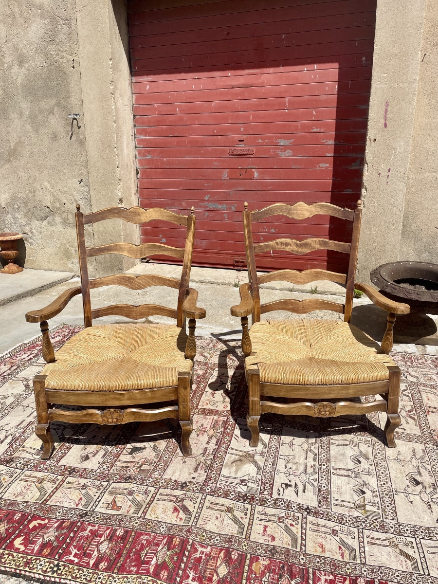 Pair Of Louis XV Period Walnut Armchairs, 1950