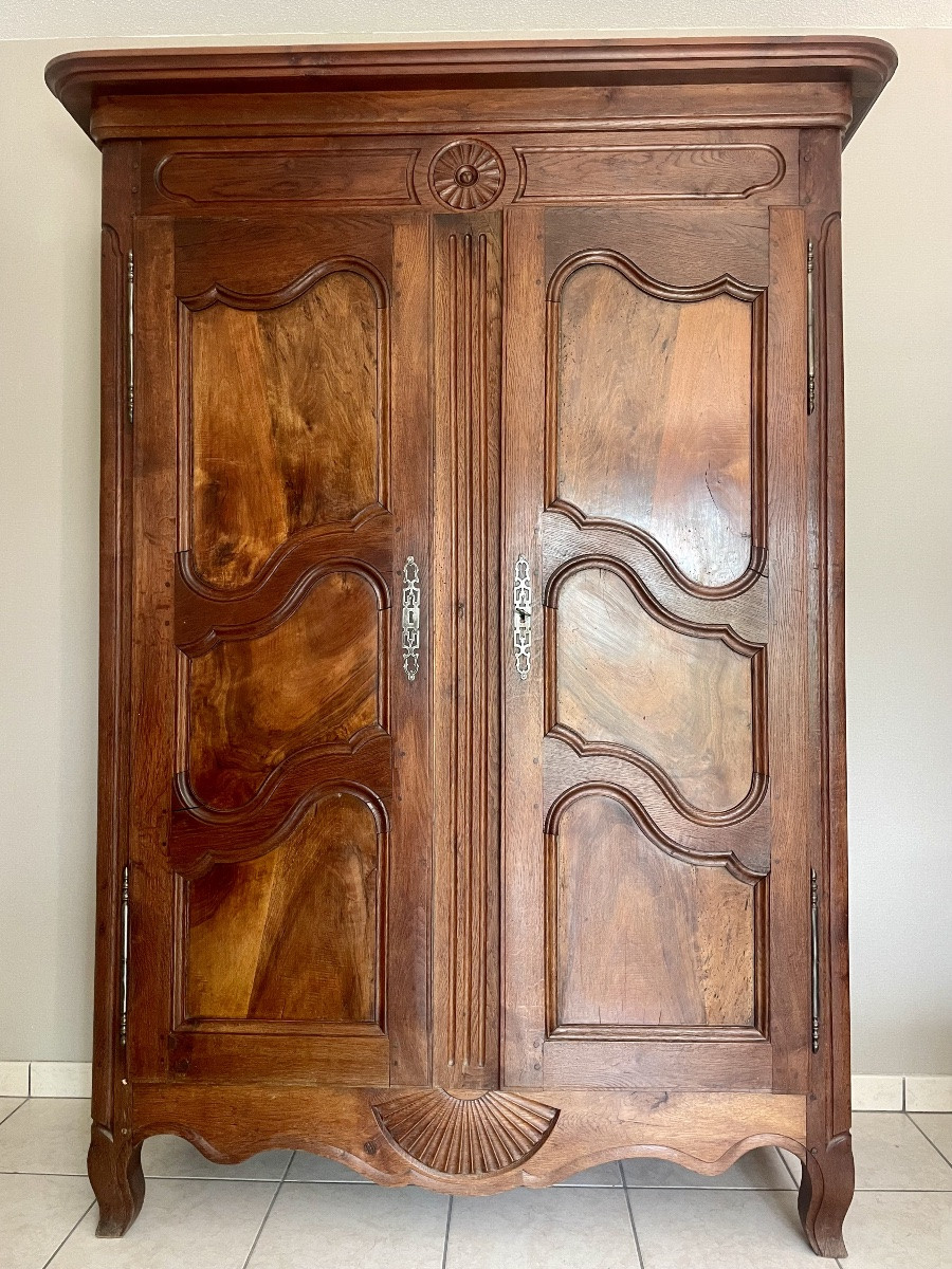 Armoire louis XV en noyer d’époque XVIIIem siecle -photo-3