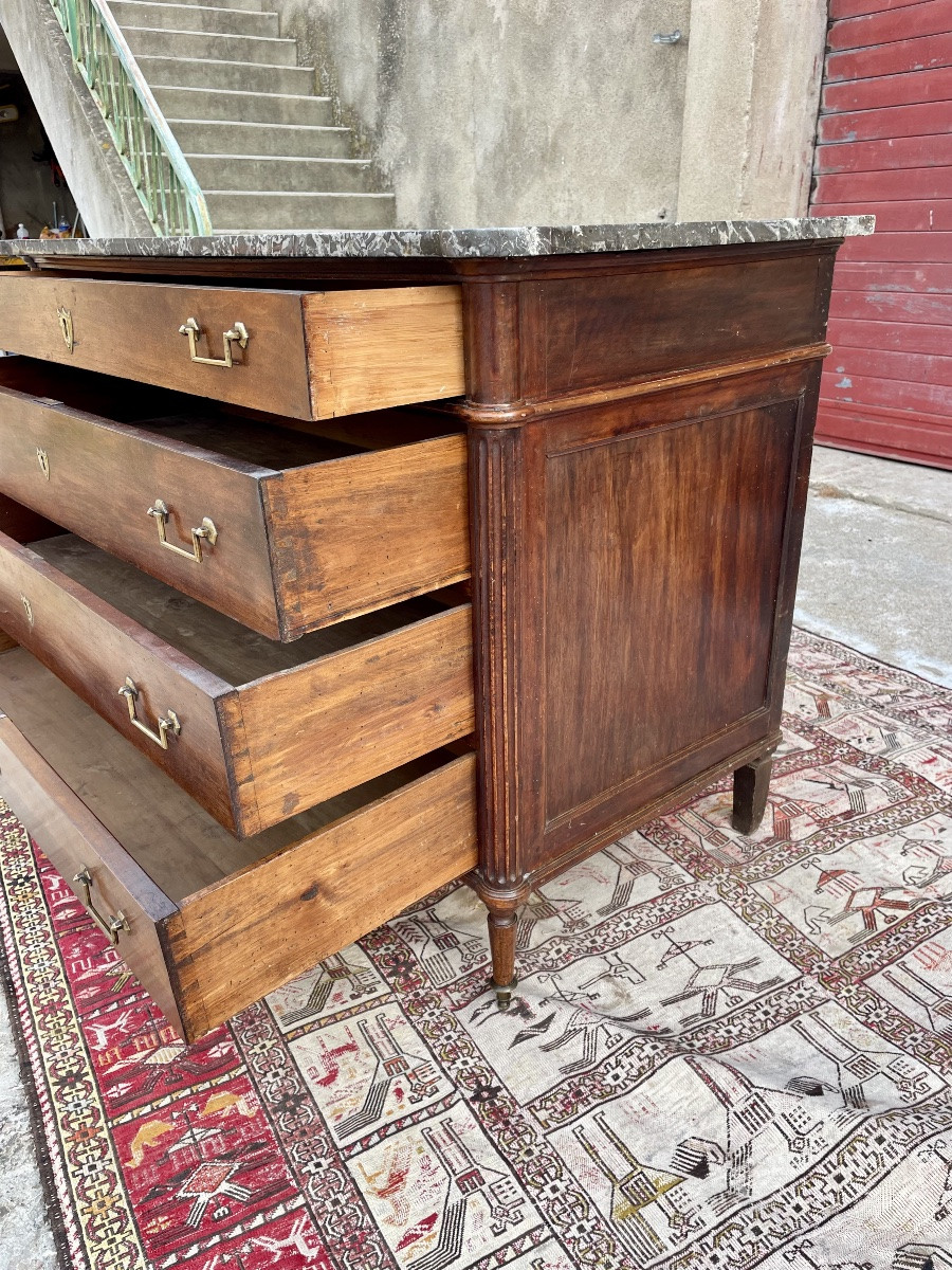 Commode Louis XVI en acajou, d’époque XVIIIem siècle -photo-2