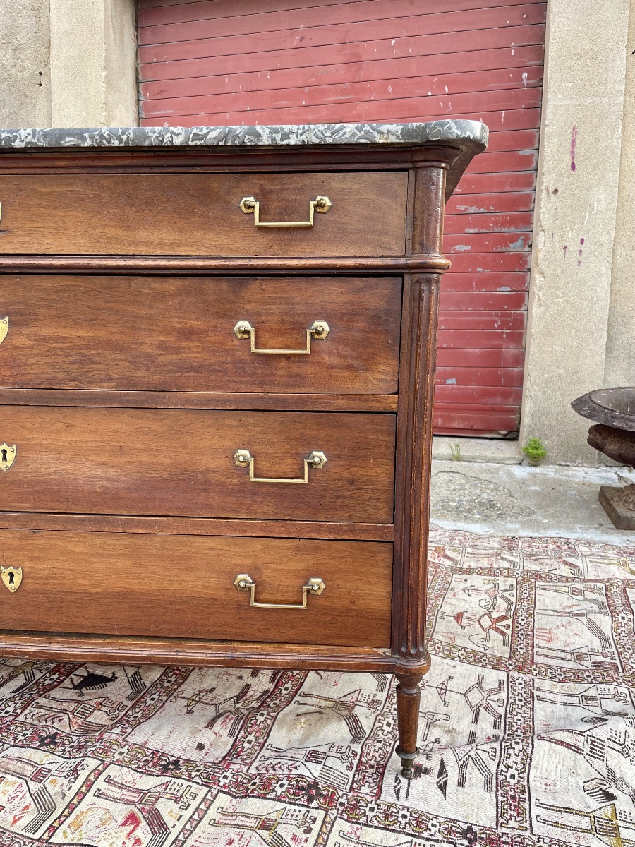 Commode Louis XVI en acajou, d’époque XVIIIem siècle -photo-3