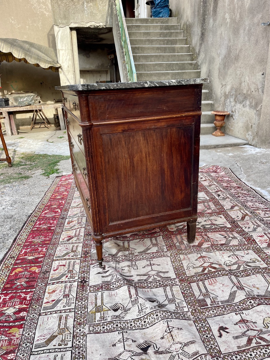 Commode Louis XVI en acajou, d’époque XVIIIem siècle -photo-1