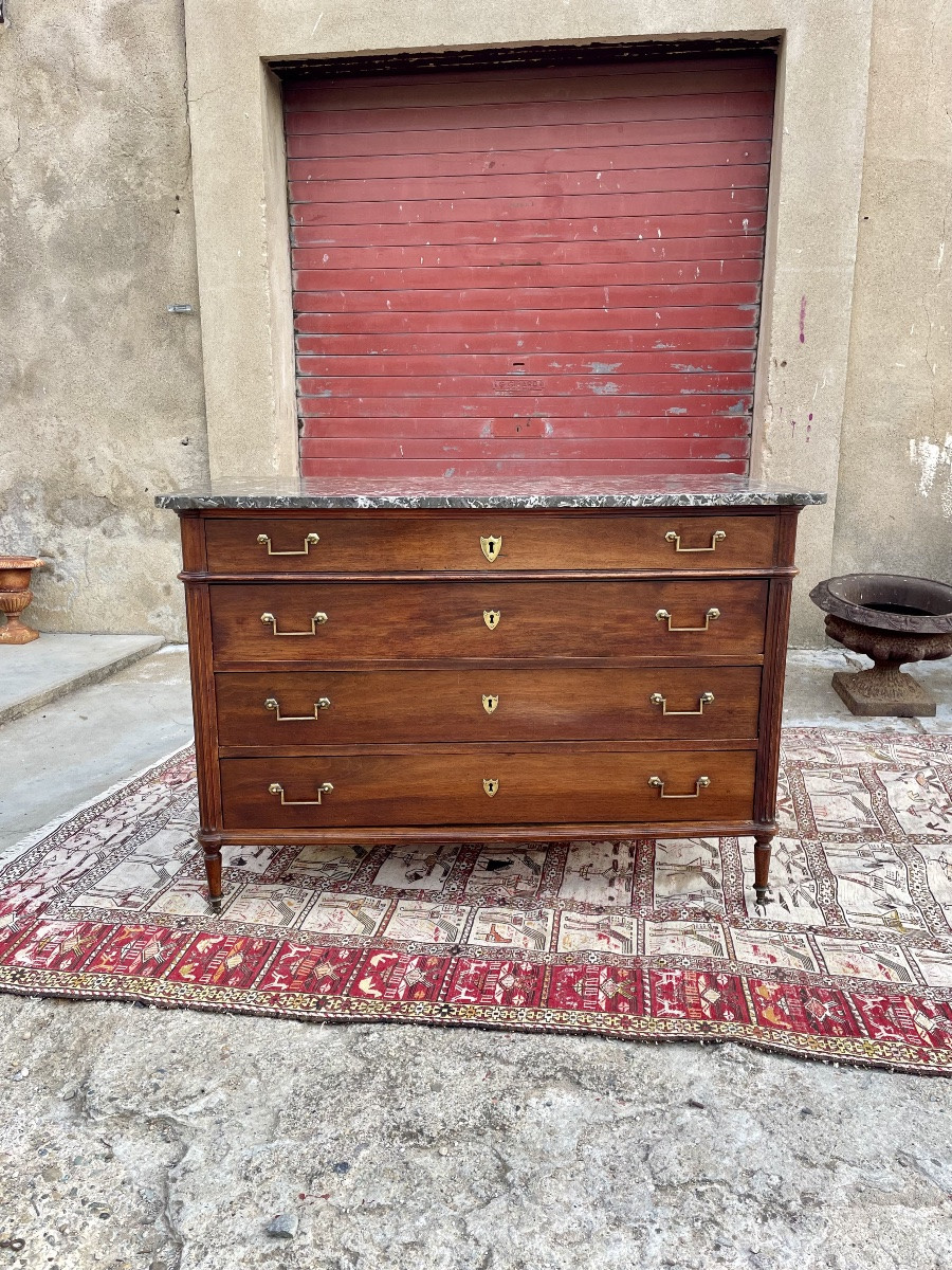 Commode Louis XVI en acajou, d’époque XVIIIem siècle -photo-3