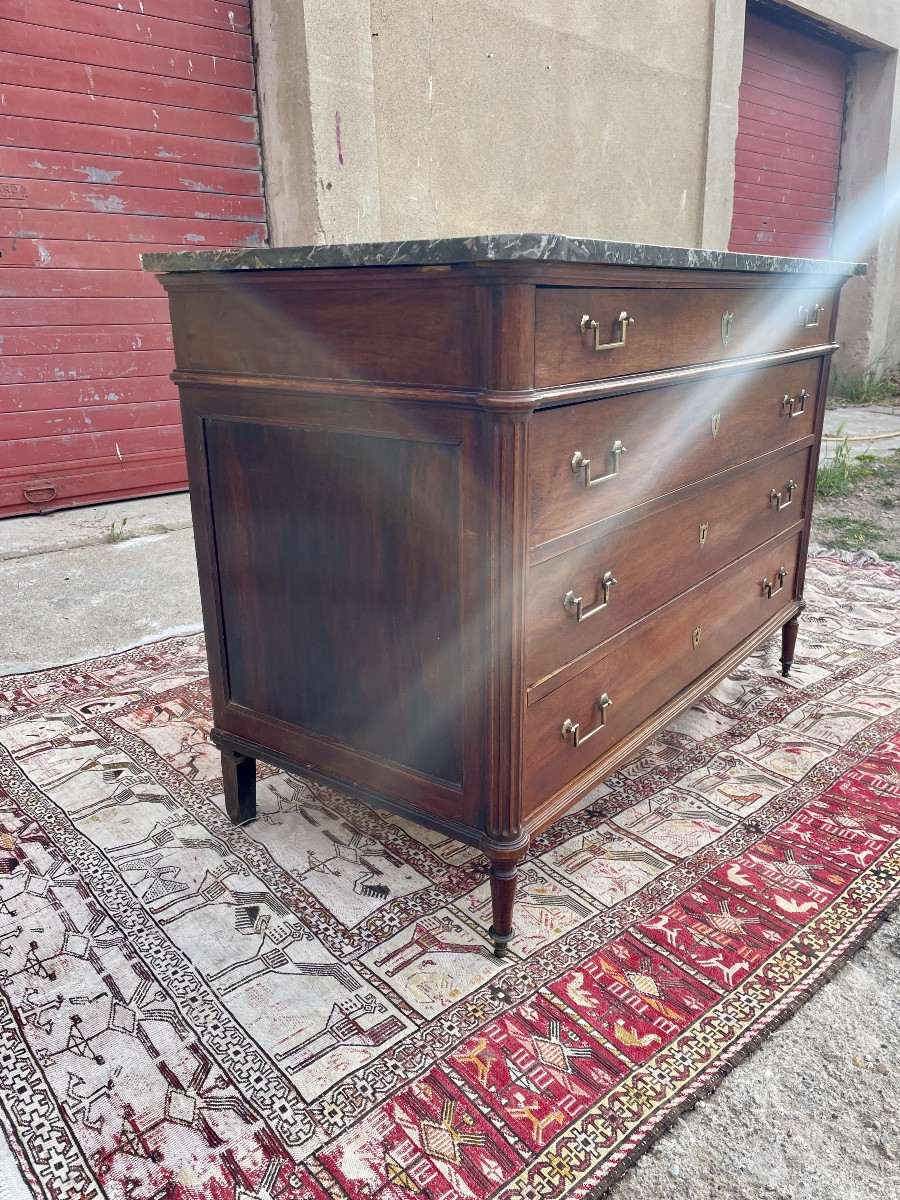 Commode Louis XVI en acajou, d’époque XVIIIem siècle -photo-4