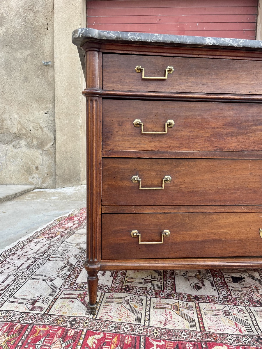 Commode Louis XVI en acajou, d’époque XVIIIem siècle -photo-8