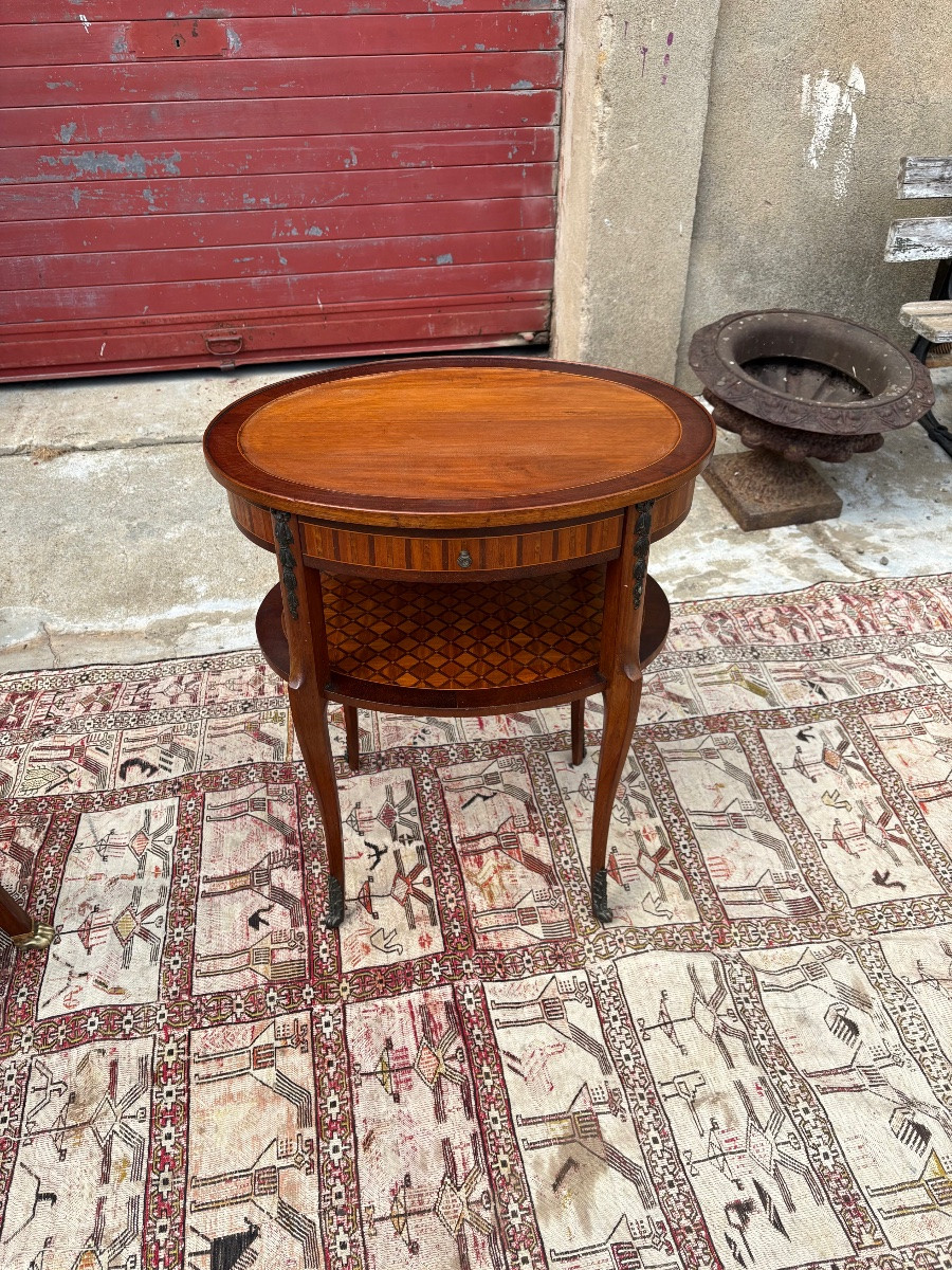Louis XVI Marquetry Pedestal Table, Circa 1900-photo-1