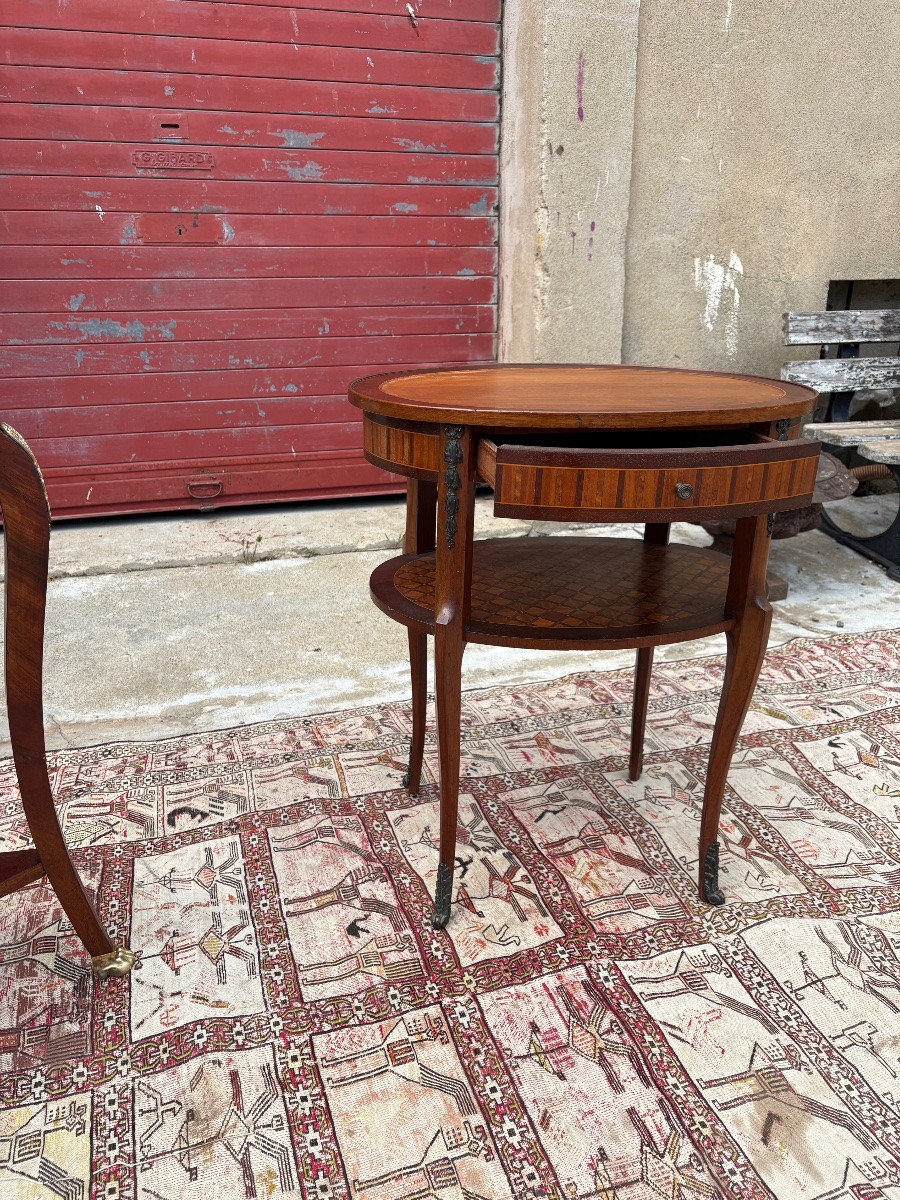 Louis XVI Marquetry Pedestal Table, Circa 1900-photo-7