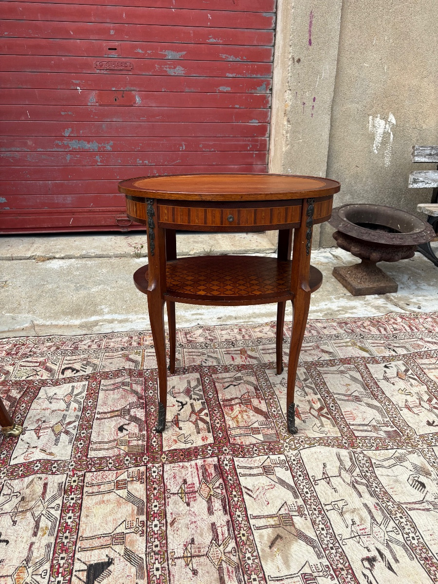 Louis XVI Marquetry Pedestal Table, Circa 1900