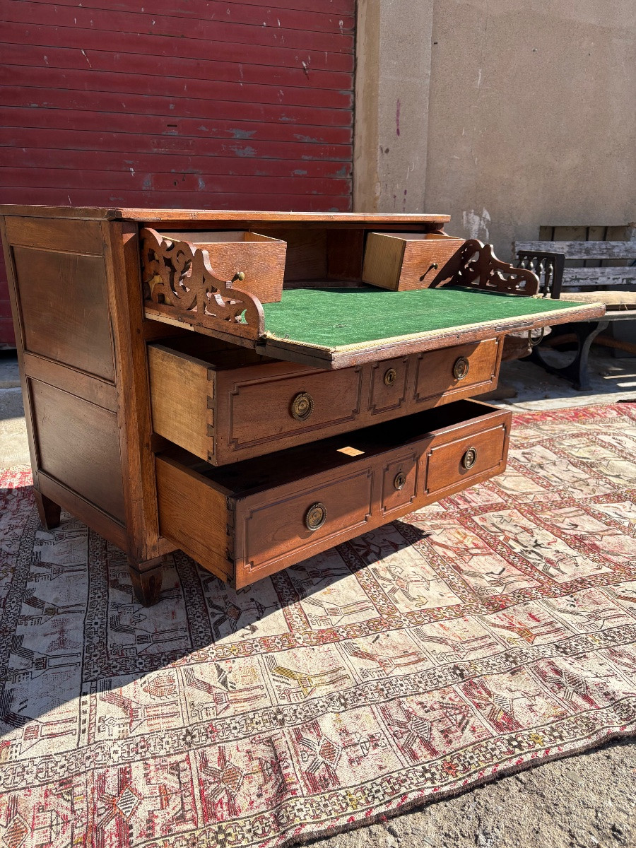 Commode secrétaire, Louis XVI, en noyer d’époque XVIIIem siècle -photo-3