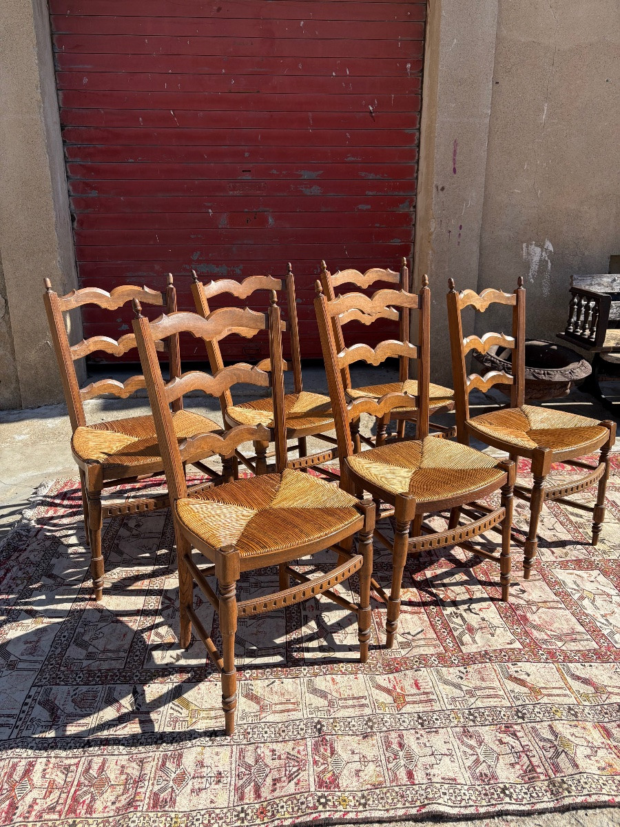 Suite Of Six Provencal Chairs, Louis XVI, In Walnut 18th Century-photo-2