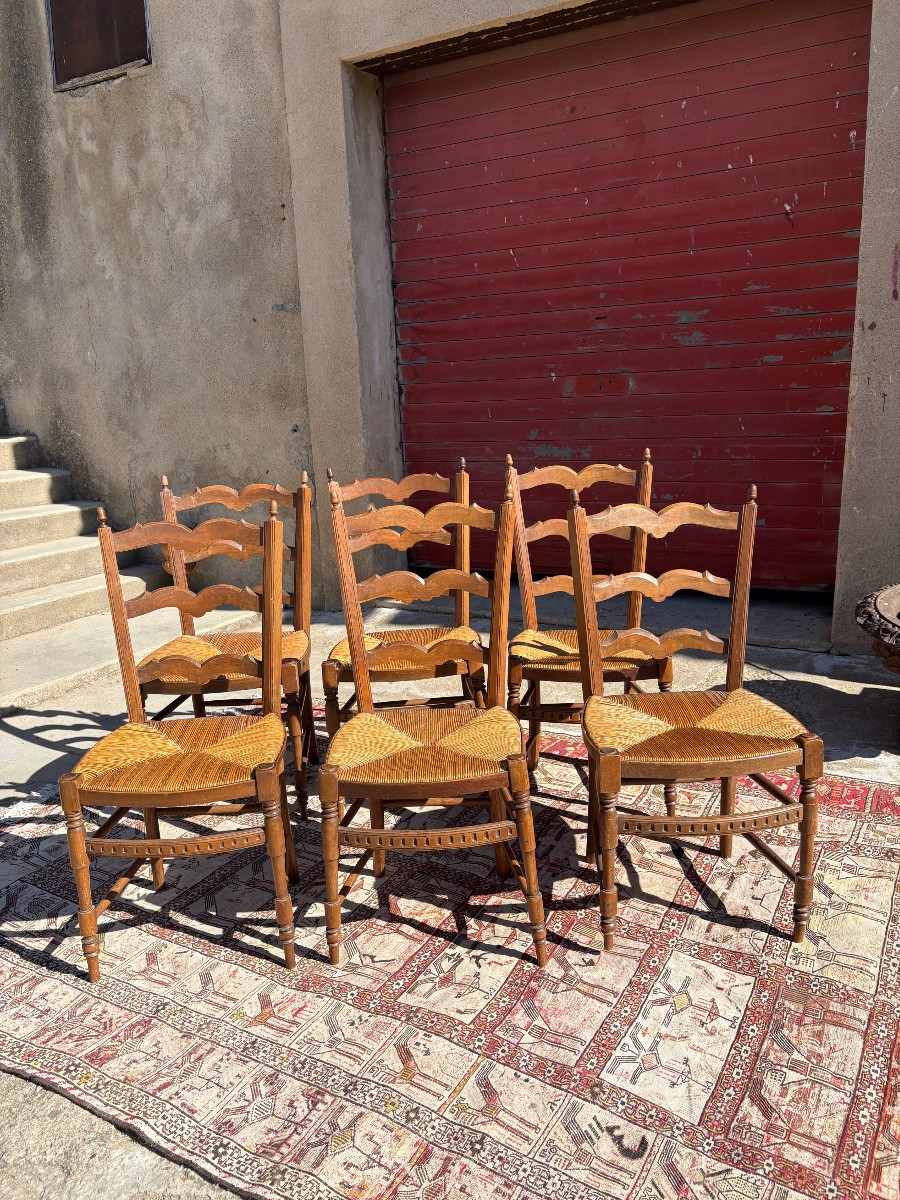Suite Of Six Provencal Chairs, Louis XVI, In Walnut 18th Century-photo-3