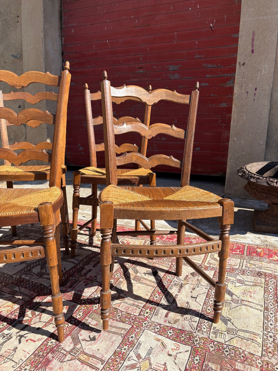 Suite Of Six Provencal Chairs, Louis XVI, In Walnut 18th Century-photo-2