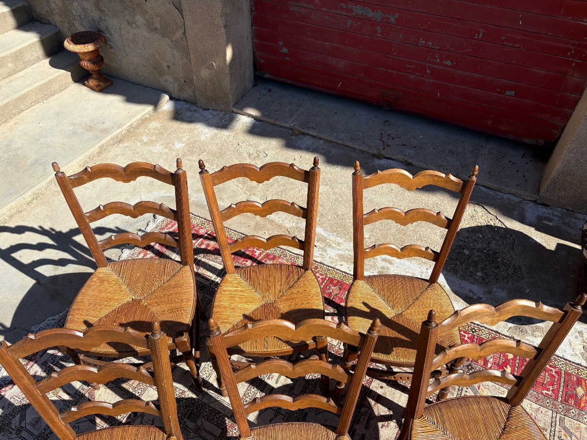 Suite Of Six Provencal Chairs, Louis XVI, In Walnut 18th Century-photo-3