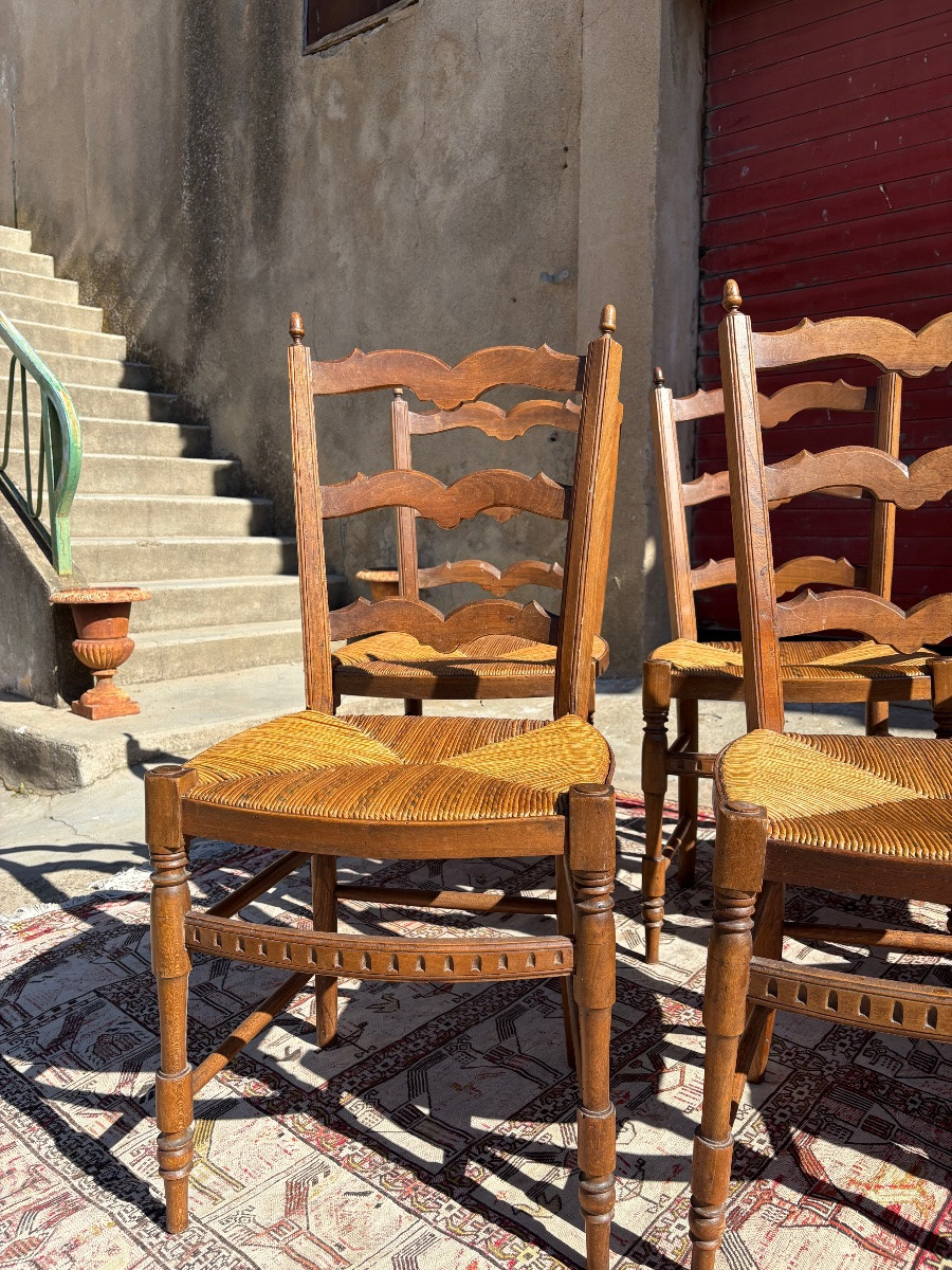Suite Of Six Provencal Chairs, Louis XVI, In Walnut 18th Century-photo-4