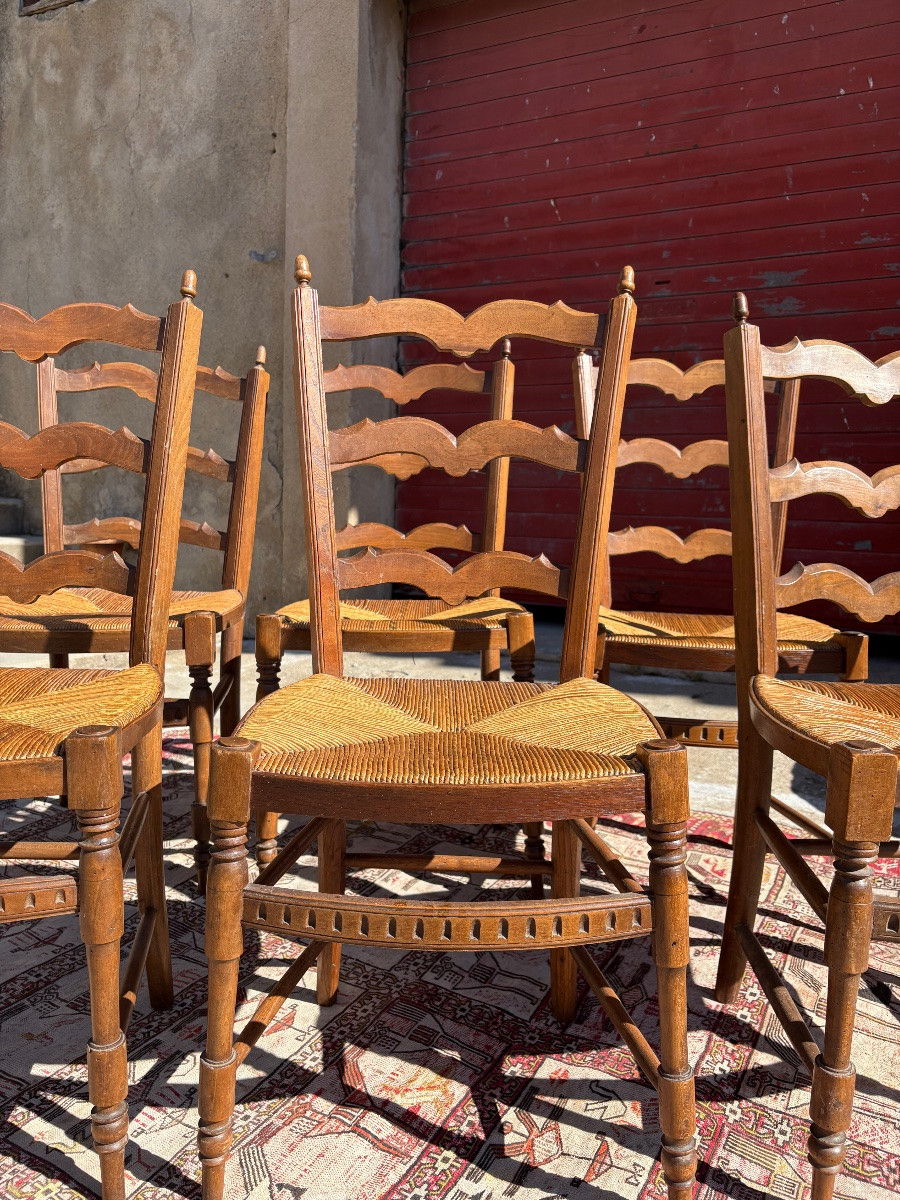 Suite Of Six Provencal Chairs, Louis XVI, In Walnut 18th Century-photo-5