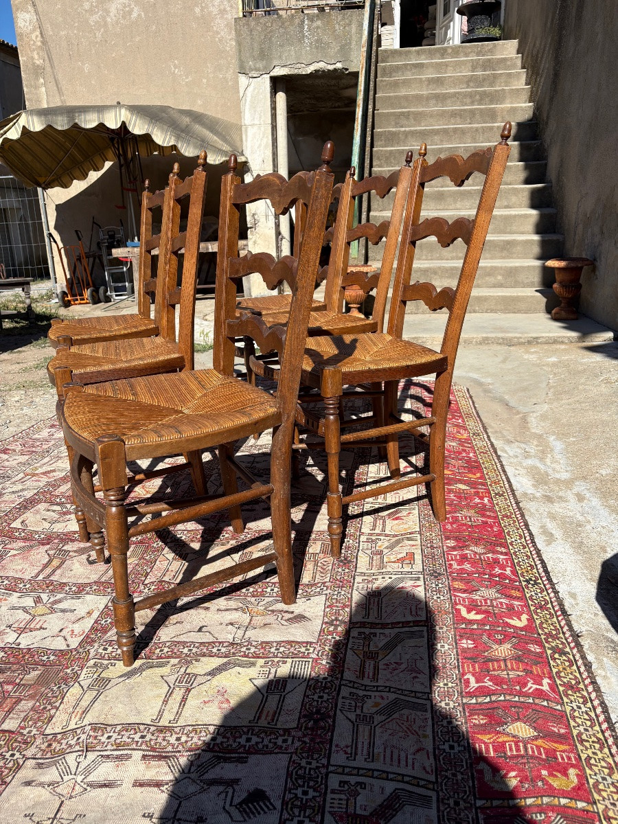 Suite Of Six Provencal Chairs, Louis XVI, In Walnut 18th Century-photo-6
