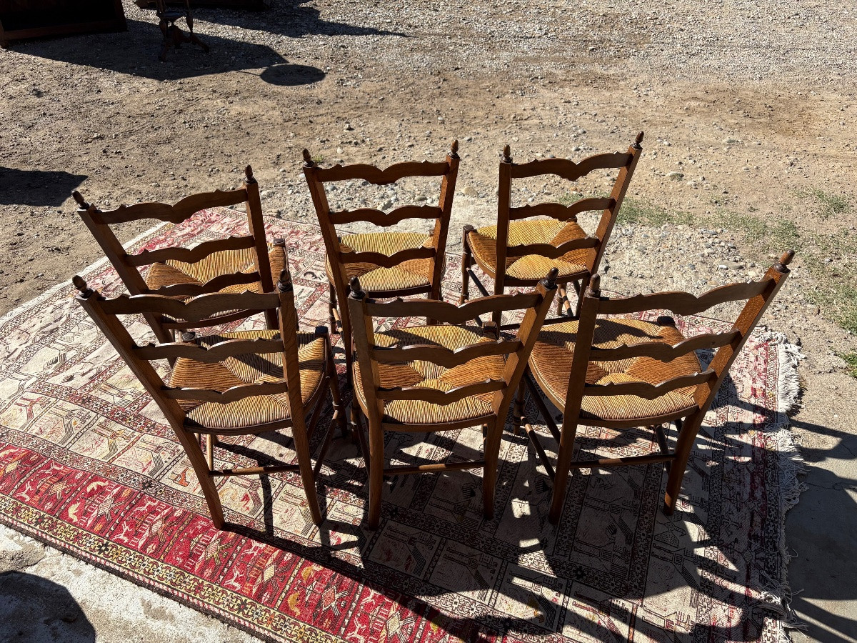 Suite Of Six Provencal Chairs, Louis XVI, In Walnut 18th Century-photo-7