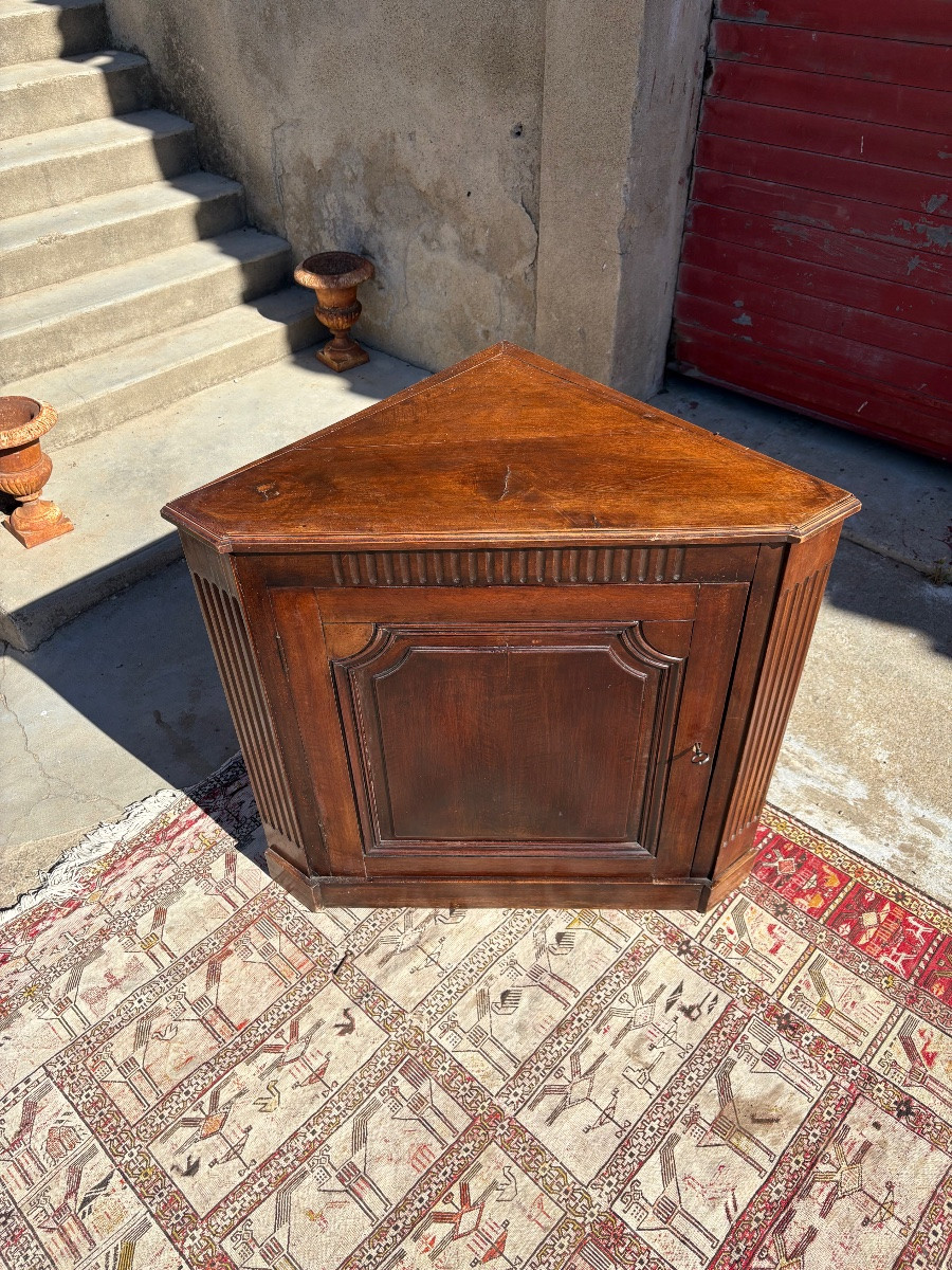 Encoignure, directoire en noyer d’époque XVIIIEM siècle -photo-2