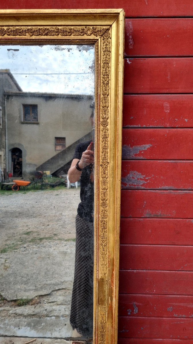 Grand miroir de cheminée Louis XVI en bois doré époque XVIIIé -photo-3