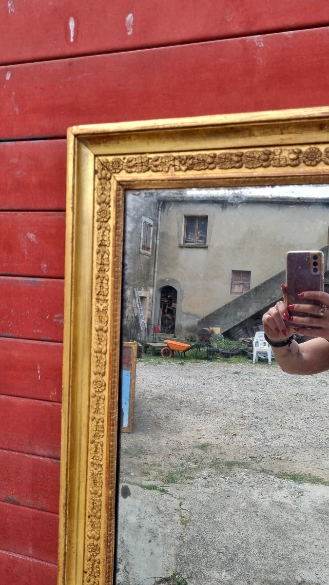 Grand miroir de cheminée Louis XVI en bois doré époque XVIIIé -photo-4