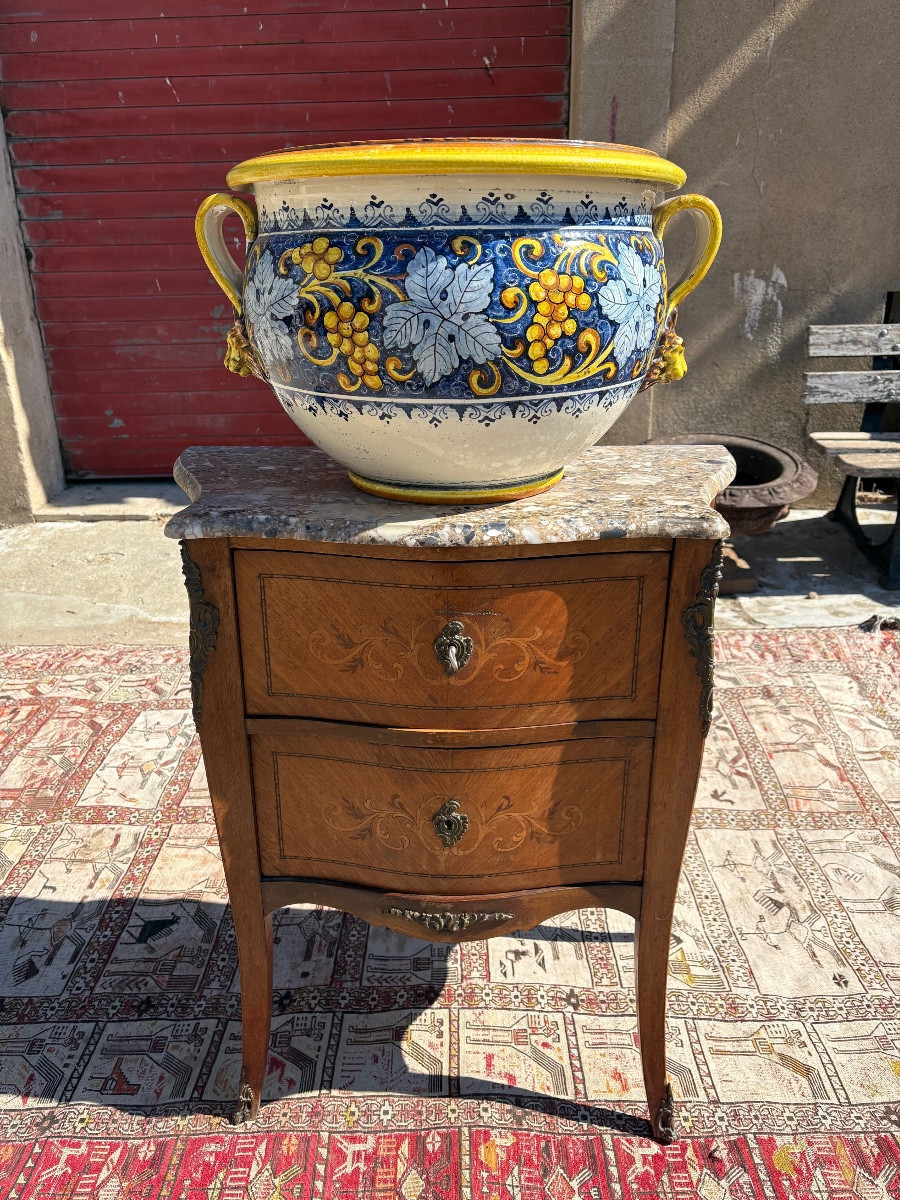 Large Italian Majolica Planter With Grapes 19th Century