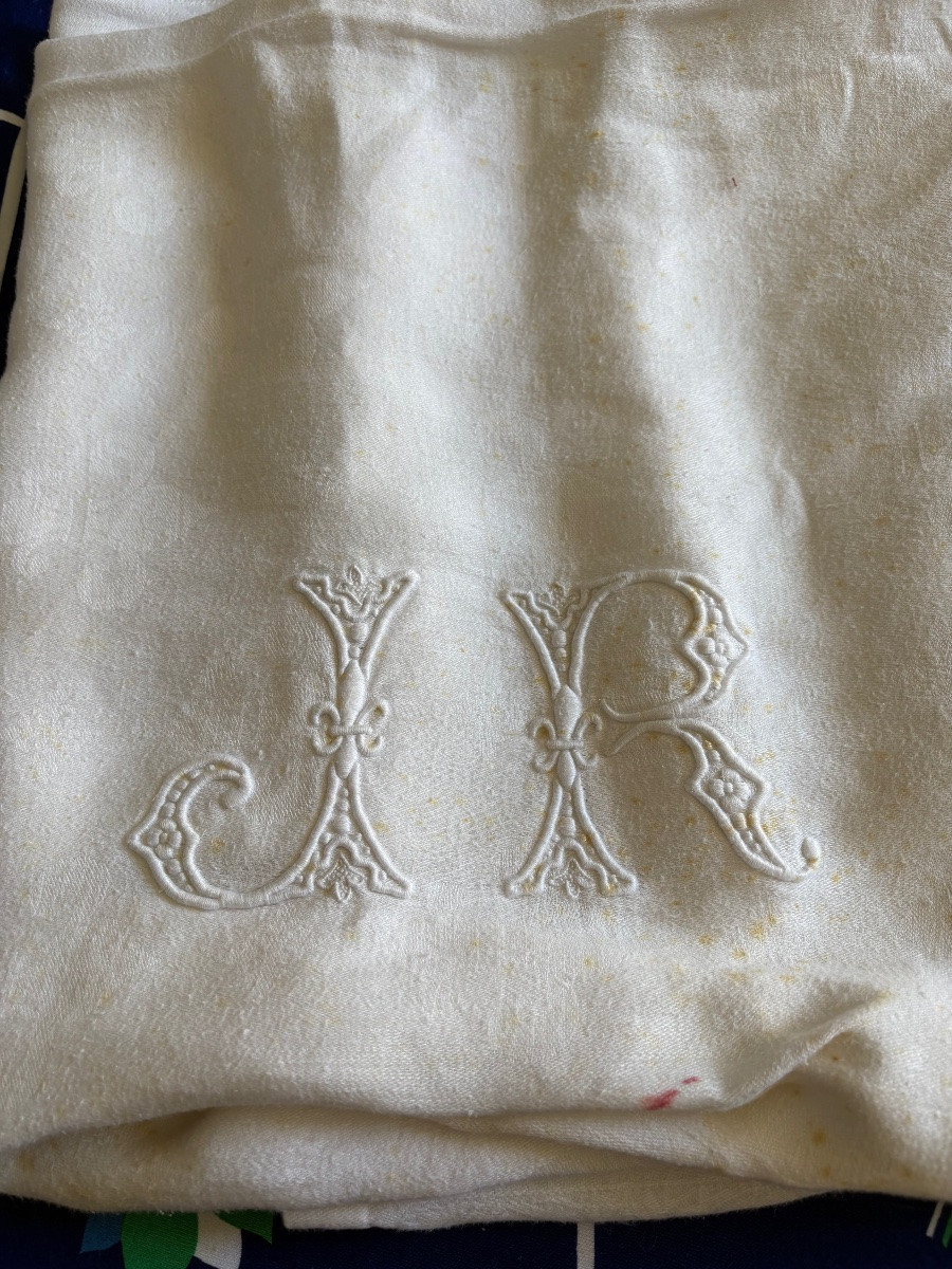 Service de table, ancien monogrammés, J. R. Époque 1950.-photo-3