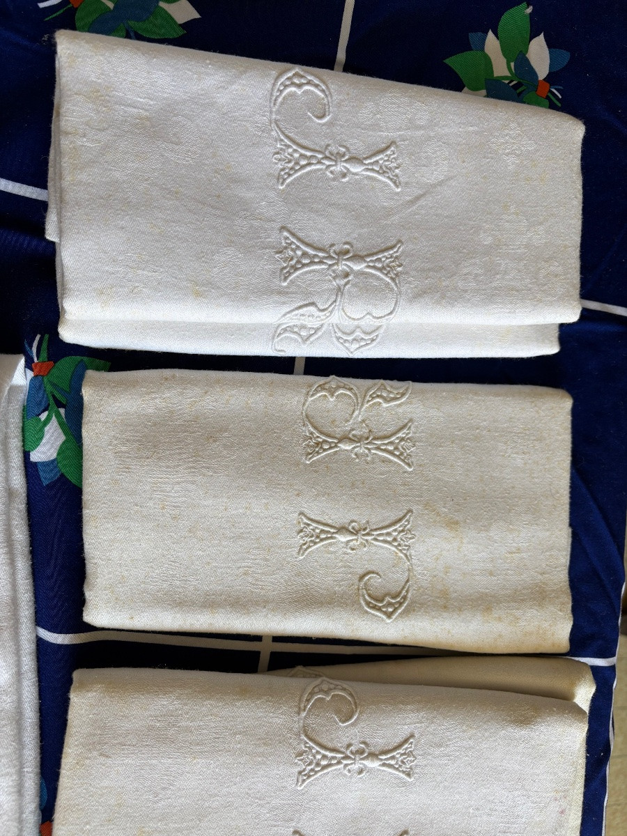 Service de table, ancien monogrammés, J. R. Époque 1950.-photo-4